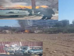 Mut'ta bir işyerinde bulunan araç yanarak kül oldu